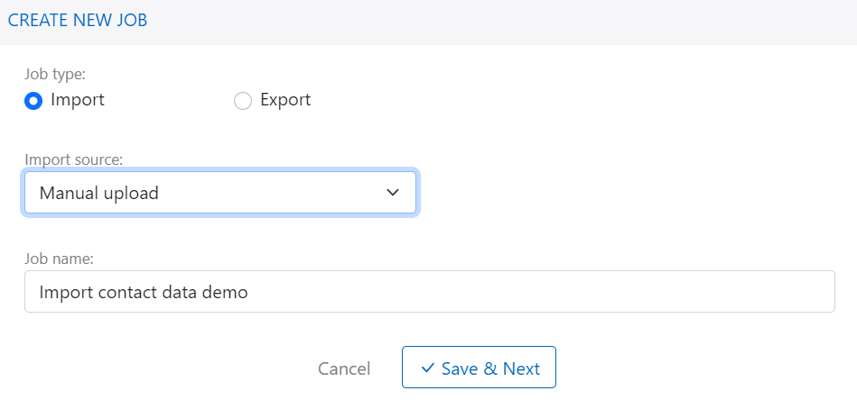Create import job
